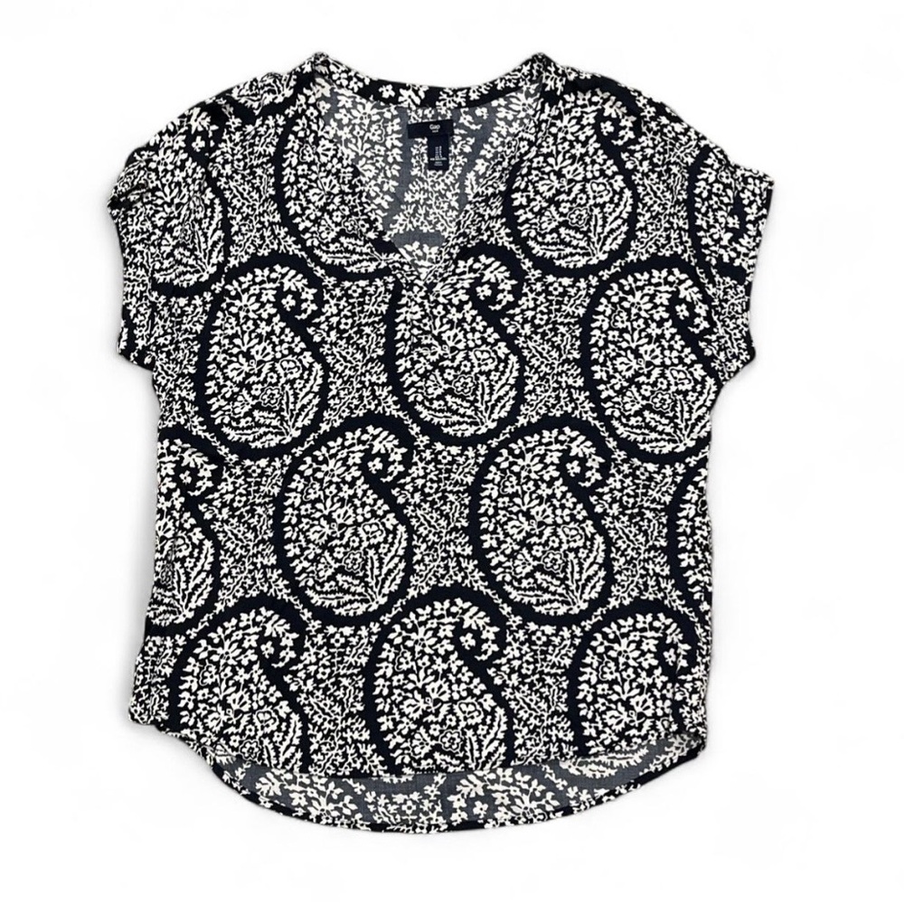 GAP Navy and White Paisley Blouse Size S